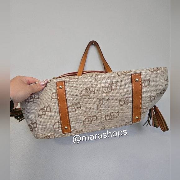 Dooney Bourke Smith Bag Canvas DB Logo Florentine Tote - Picture 4 of 8